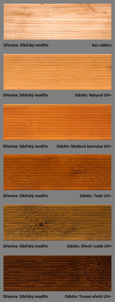 Oleje na dřevěné terasy - Vzorník odstínů pro PLUS UV terasový olej T-60